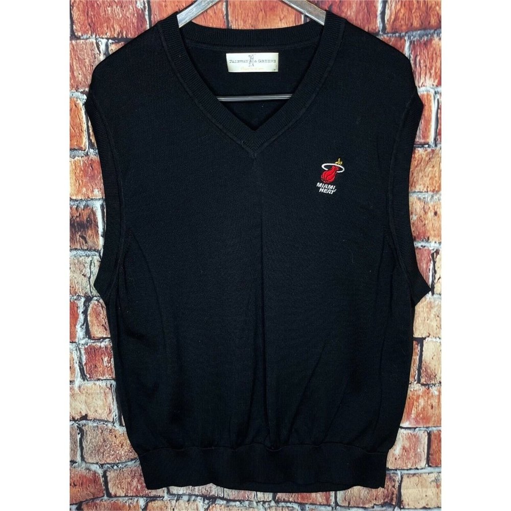 Miami Heat Black Sleeveless Knit Sweater Vest NBA Men’s XXL Fairway & Greene